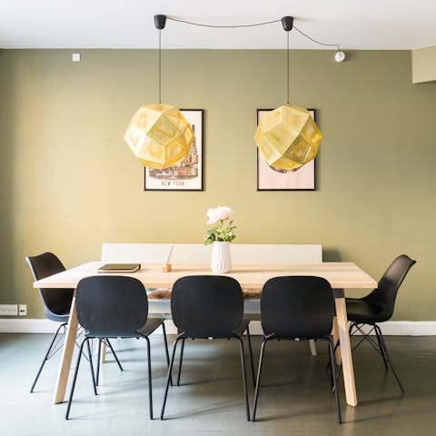 Share family meals around the Scandi-style dining table