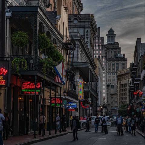 Soak up the sights of the French Quarter, just a 15-minute walk away