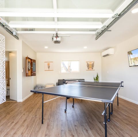 Practice your ping-pong skills in the bright games room