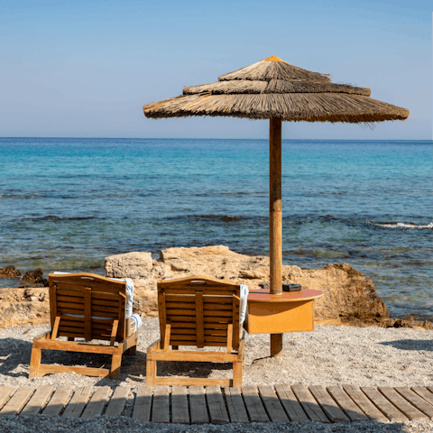 Explore Rhodes' sandy beaches, just a five-minute drive away