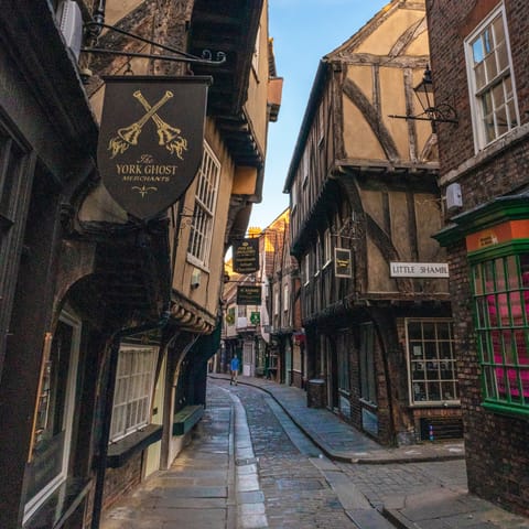 Wander the narrow cobbled streets of The Shambles, a five-minute walk away
