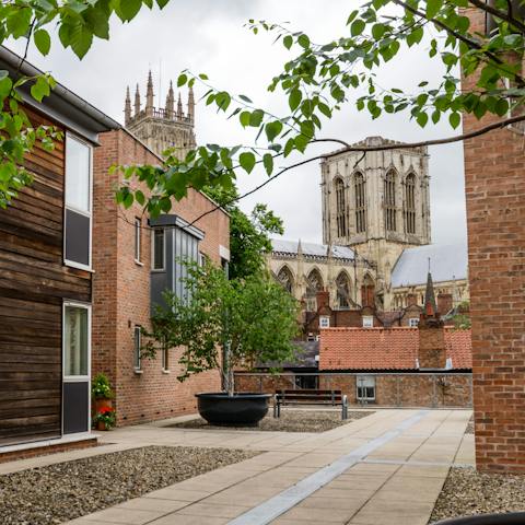 Take in views from the buliding's piazza of York Minster