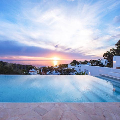 Take a sunset dip in the beautiful infinity pool 