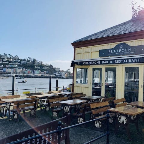 Treat yourself to champagne and a seafood platter overlooking the harbour
