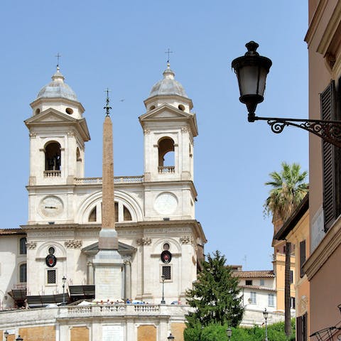 Walk for less than minutes to see the Spanish Steps and Piazza di Spagna