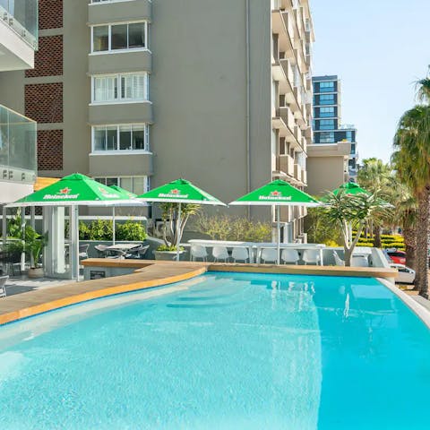 Spend afternoons swimming laps in the communal pool