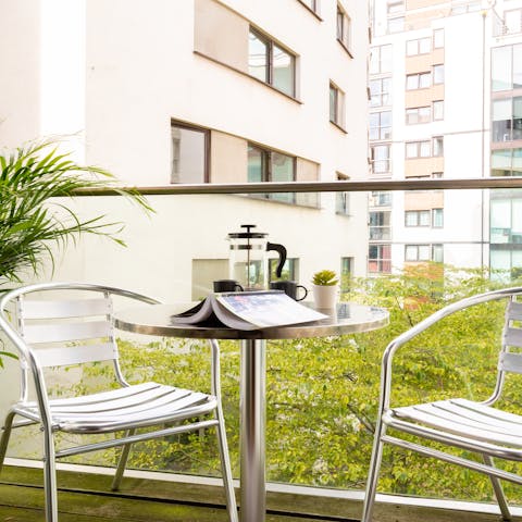 Spend mornings sipping coffee on the private balcony