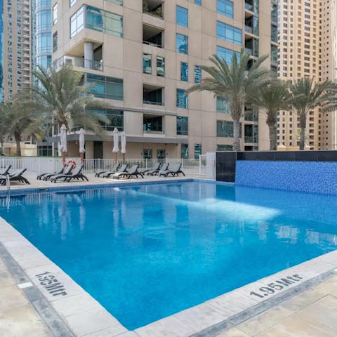 Cool off from the hot Dubai sun with a dip in the shared pool