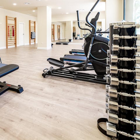 Keep up with your workout routine in the communal gym