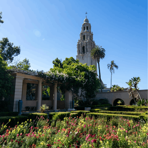 Drive eight minutes to iconic Balboa Park or spend a day at the beach