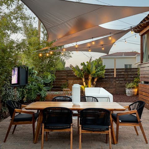 Dine alfresco in the stunning garden