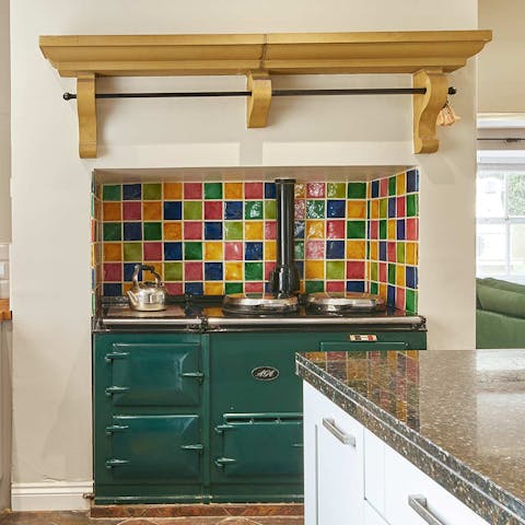 Cook something special for the whole family on the rustic Aga