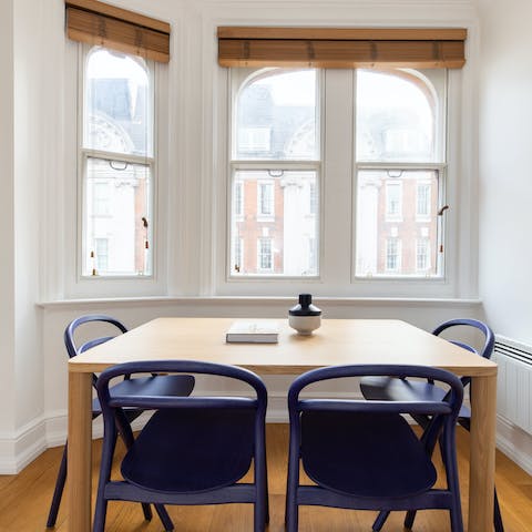 Sip your morning coffee at the breakfast table