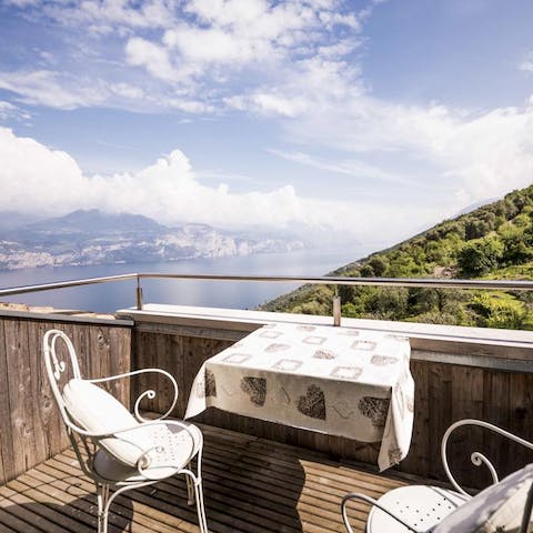 Have a romantic aperitivo on one of many private terraces overlooking the lake
