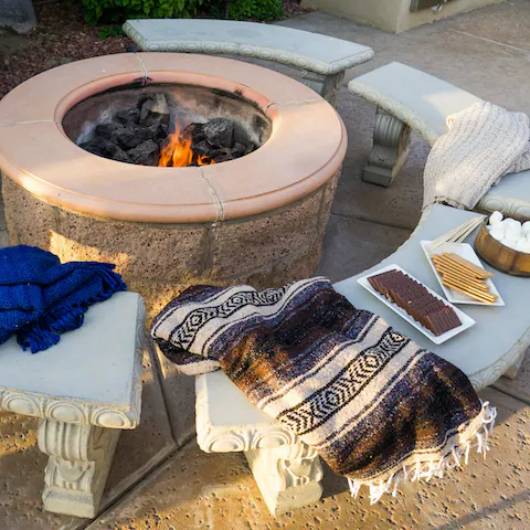 Indulge in a s’more or two by the firepit as the sun goes down
