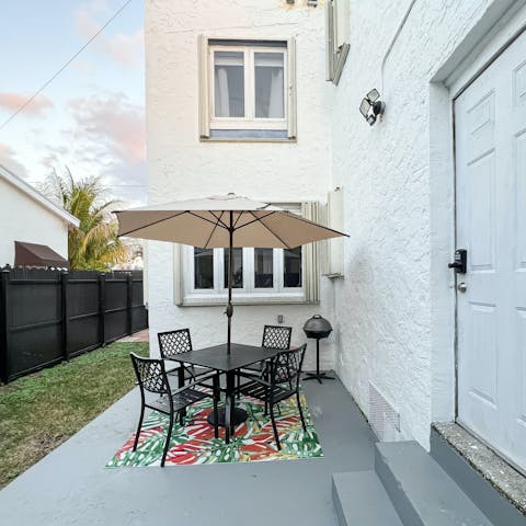 Eat breakfast alfresco and plan out the day ahead in the small yard