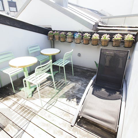 Make the most of the cosy outside space with coffee in the sunshine