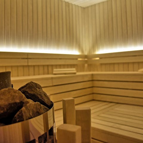 Start the day with a sweaty session in the home's sauna