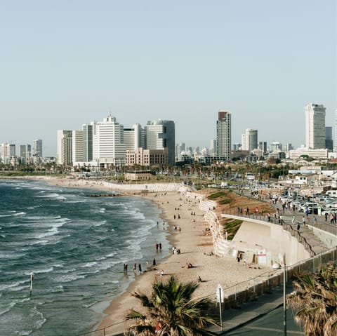 Stay in the centre of buzzing Tel Aviv, less than a ten-minute walk from Gordon Beach