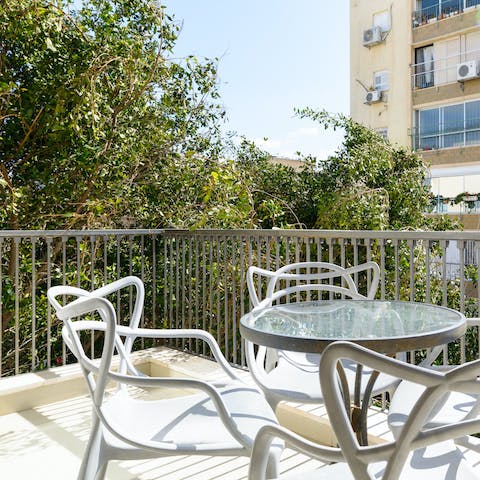 Pad out to the private balcony each morning and enjoy a coffee in the Mediterranean breeze