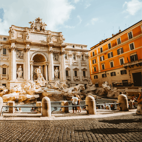 Stroll to the Trevi Fountain in less than twenty minutes – don't forget to bring a coin