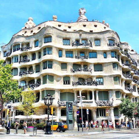 Visit Gaudí's incredible Casa Milà, a ten-minute walk away