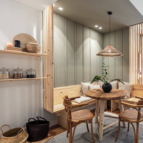Tuck into tasty meals together in the nook