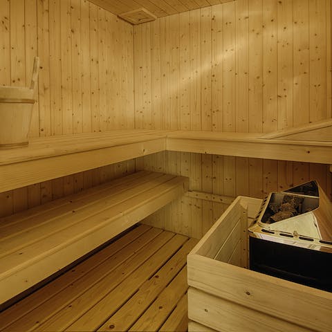 Unwind in the private sauna and spa