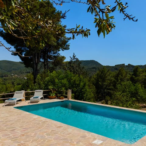 Dip in and out of your own pretty pool – taking in forest views