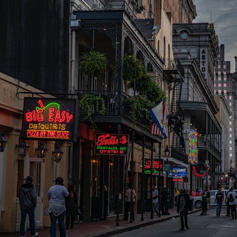 Head down to the streets of the French Quarter – a thirty-minute stroll away