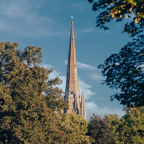 Visit the cathedral city of Norwich, an eighteen-minute drive away