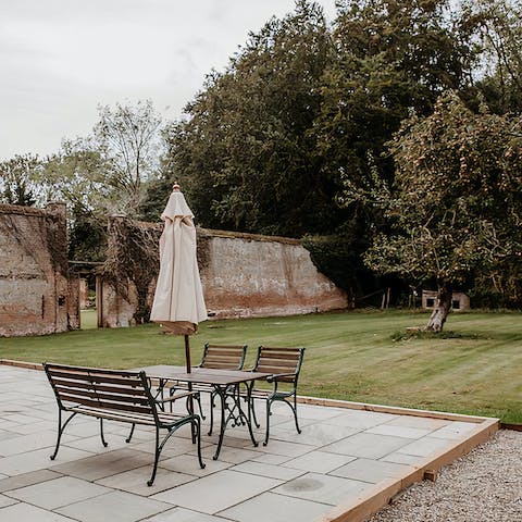 Relax and dine alfresco in the grade-two listed walled garden
