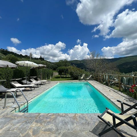 Enjoy an afternoon snooze on a lounger by the private pool