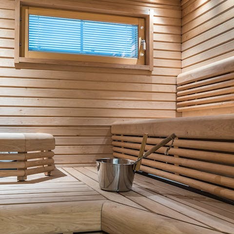 Heat up in the private sauna