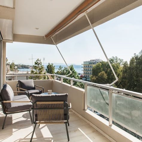 Start your days on your sunny balcony with a refreshing coffee, looking out to the riviera view
