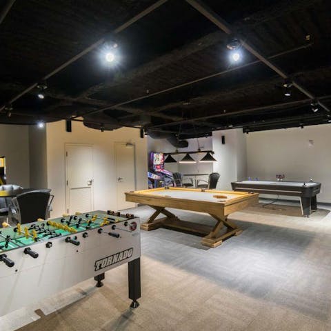 Nip down to the shared games room – will it be table football, air hockey, or table tennis?
