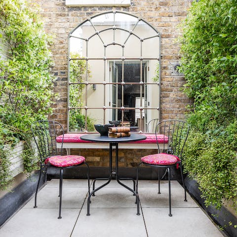 Sit out on the cosy terrace with a cup of tea and enjoy the fresh air