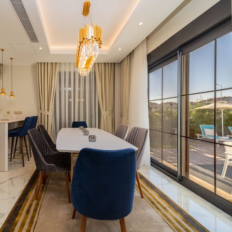 Come together for breakfast in the light of the large window