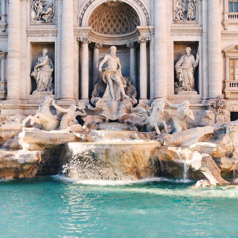 Walk less than ten minutes to the iconic Trevi Fountain