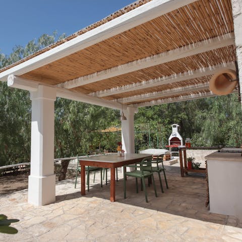 Feast in the shade of the pergola – there's an outdoor kitchen and barbecue to cook on