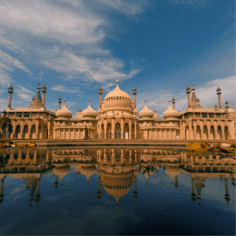 Marvel at the stunning architecture of the Royal Pavilion, a mile away
