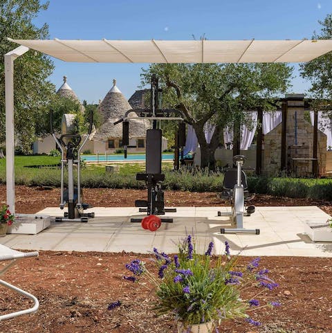 Work up a sweat in the outdoor gym
