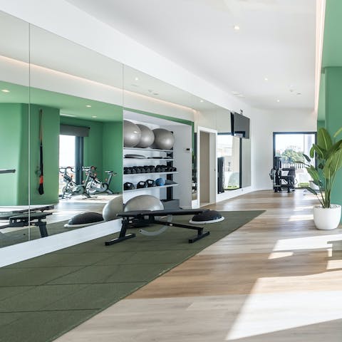 Keep up with your workout routine in the on-site gym