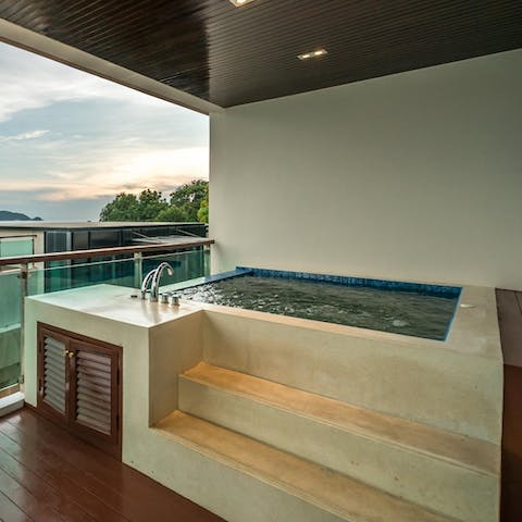 Feel like royalty in the dreamy pool on the balcony, overlooking the beauty of Patong