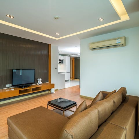 Take a break from the sunshine in the cosy living room