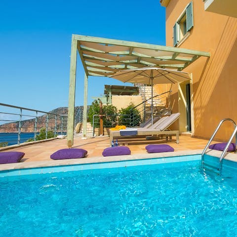Cool off from the Kefalonian sun in the private pool
