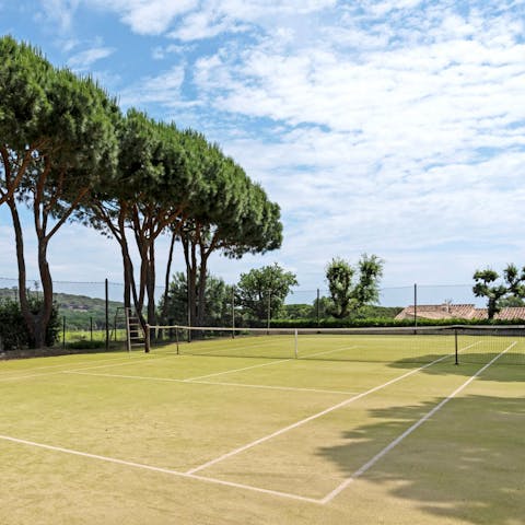 Enjoy energising games of tennis on the private court