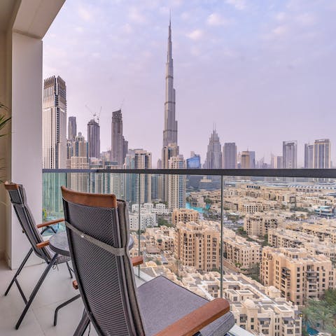 Sit back and relax on your spacious balcony, sipping on some wine while looking out at the incredibe city view