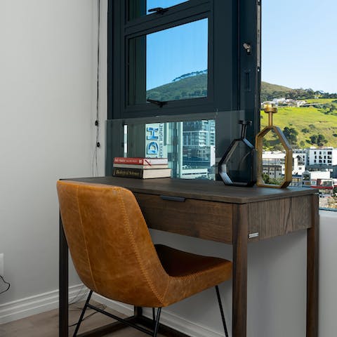 Try not to get distracted by the mountain views when you're sat at the desk
