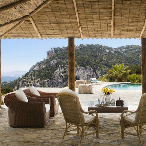 Settle down on the covered terrace for your morning coffee